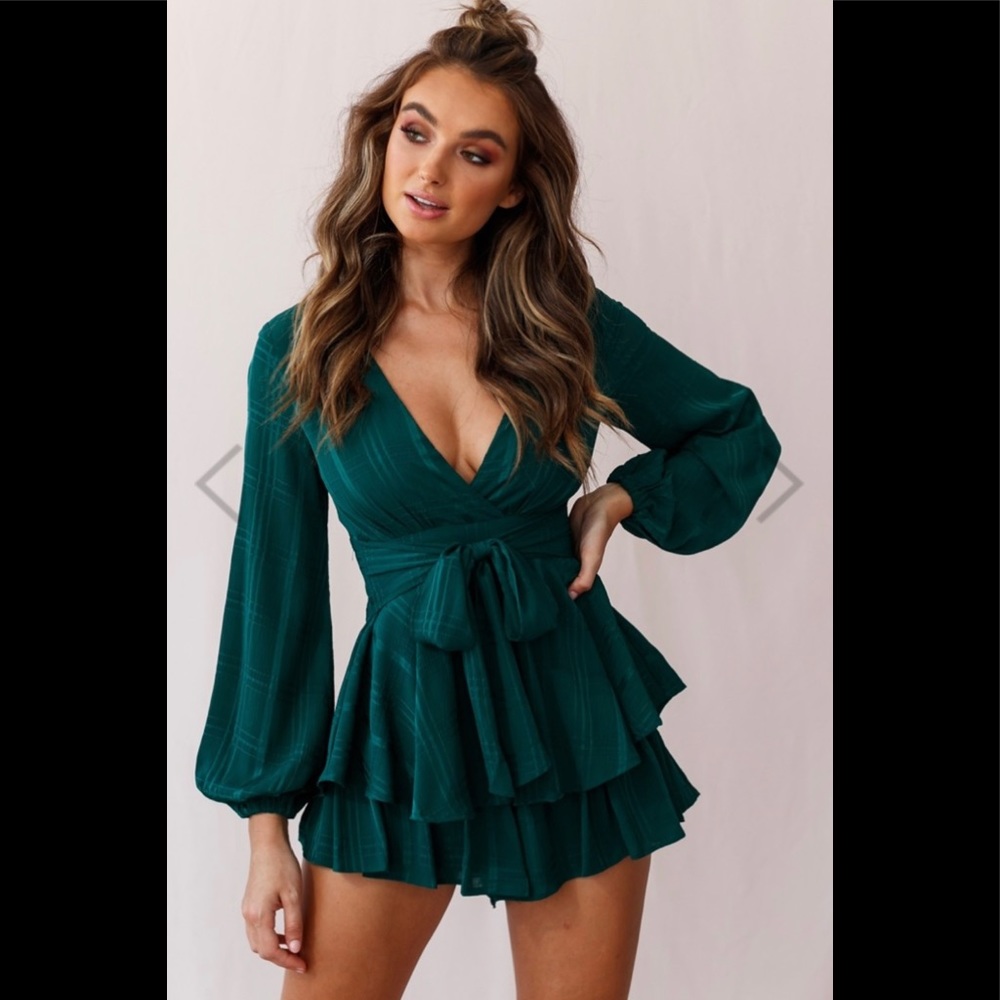 Emeral Green long sleeve Romper
